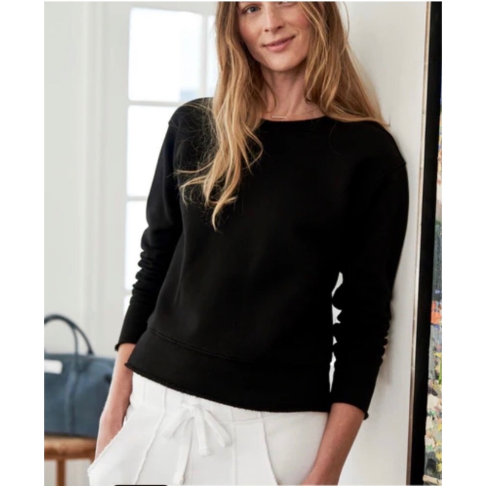 Frank & Eileen James Triple Fleece Boyfriend Crew Sweatshirt Black S